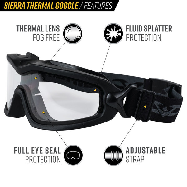 Valken V-TAC Sierra Airsoft Goggle, Clear