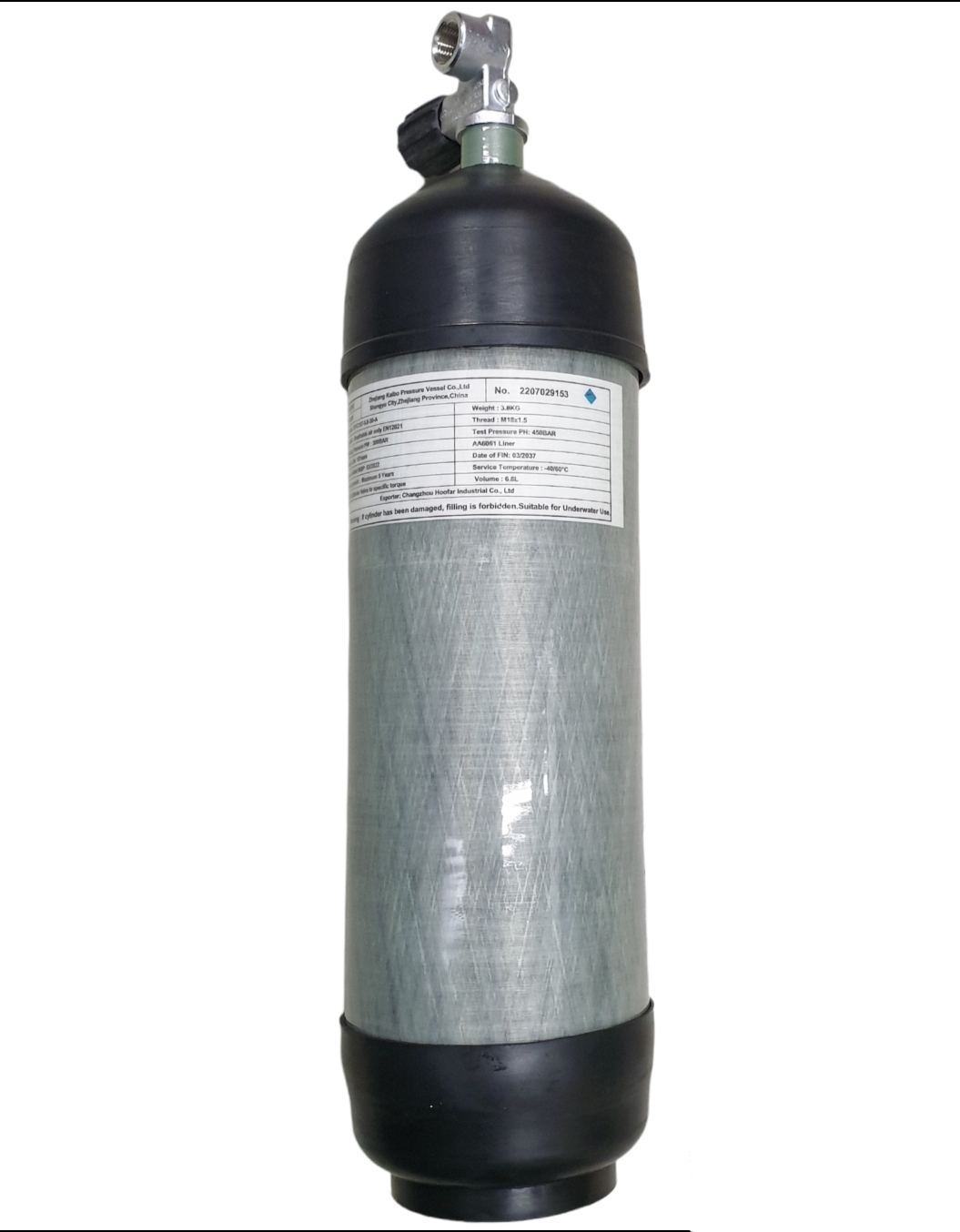 9L 300BAR Kevlar Scuba Tank + valve