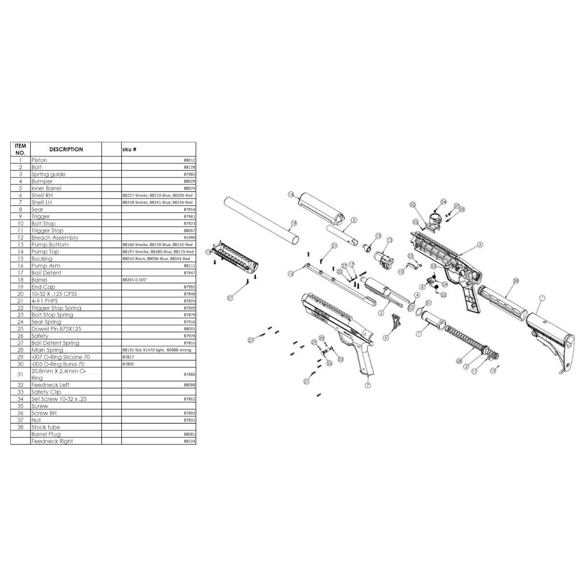 Rifle Parts - Gotcha Part# 13 Pump Bottom Red (New)