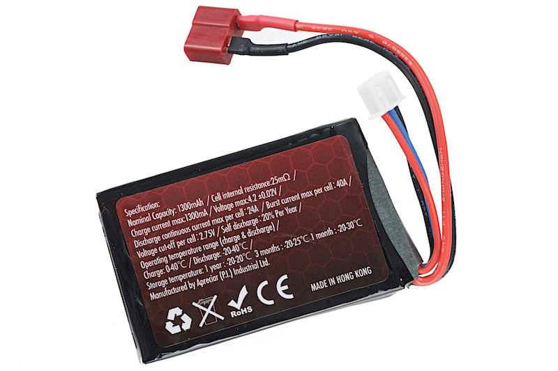 RWA 7.4V 1300mAh (20C) PEQ LiPo Rechargeable - DEANS