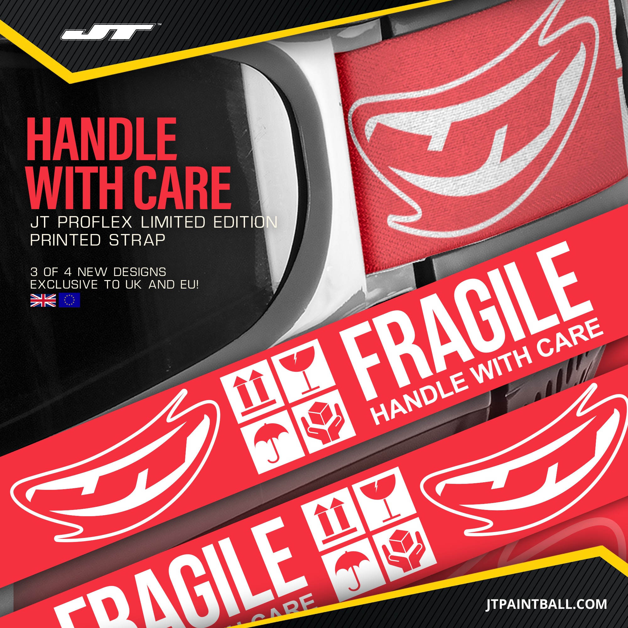 Custom JT Goggle Strap - Handle with Care - Paintball & Airsoft