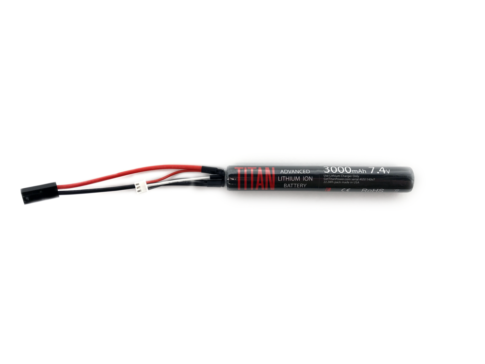 TITAN POWER Battery Lithium Ion 7.4V 3000mah Stick Mini Tamiya