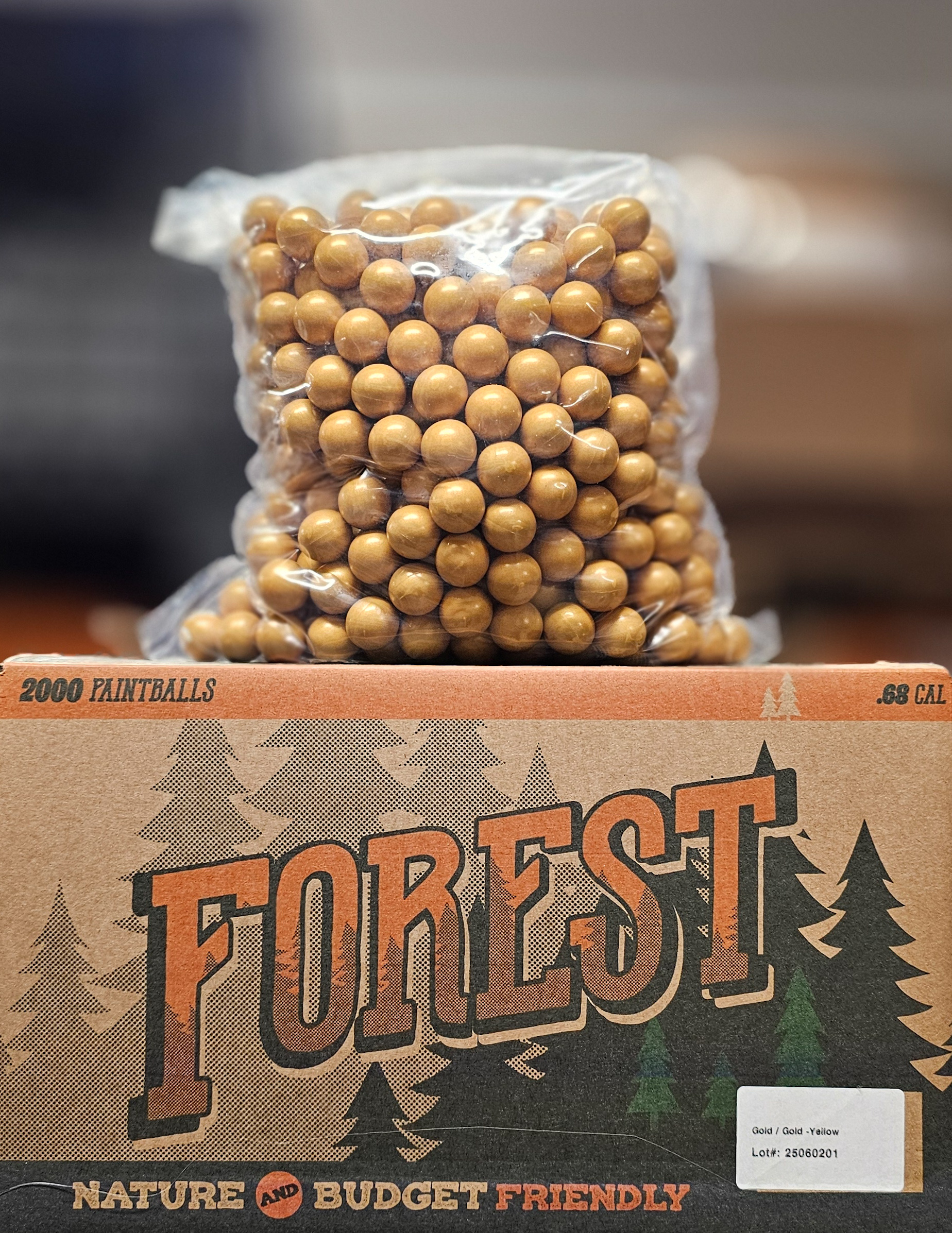 Forest Paintballs .68 Cal 2000pcs - Gold Shell / Yellow Paint