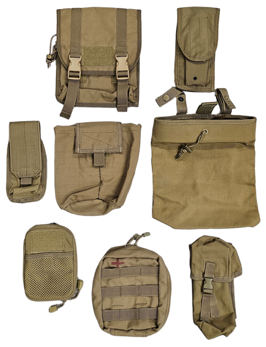 MOLLE Taskut 8kpl, Kojootti / Tan - KÄYTETTY