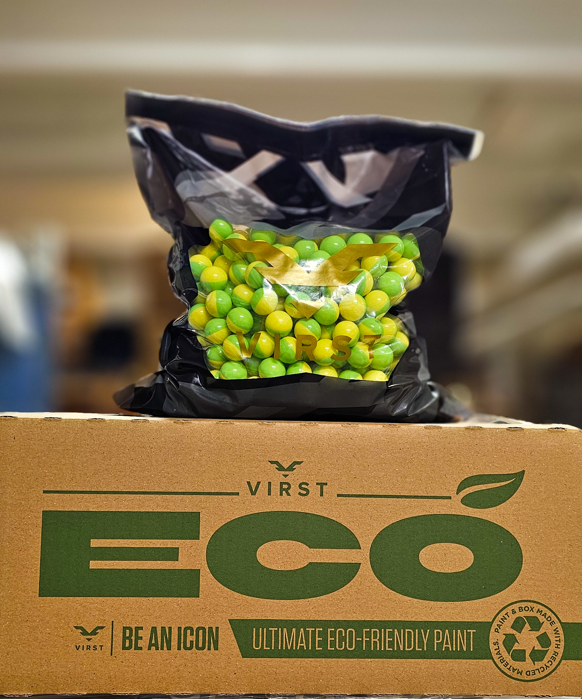 Virst ECO Paintballs .68 Cal 2000 pcs - Green/Yellow