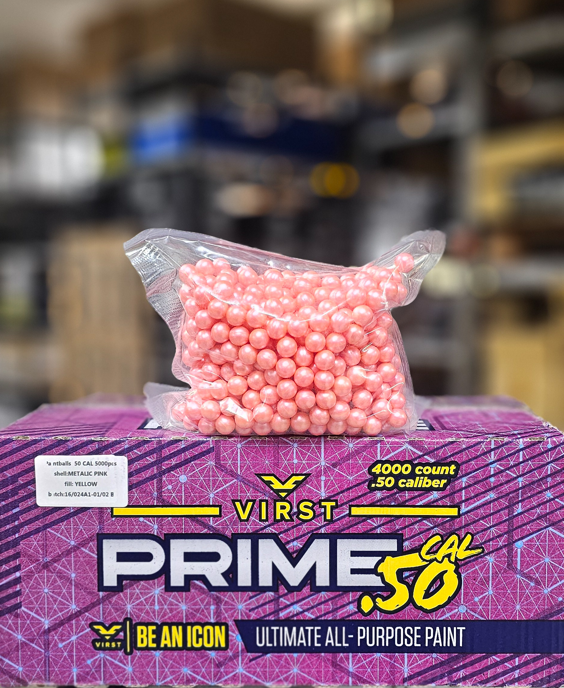 Virst Prime .50 Cal Värikuulat 5000 kpl - Metallic Pink shell yellow fill